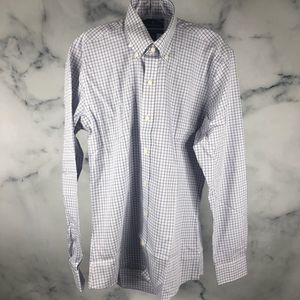 B Buttoned Down Slim Purple Blue Striped Cotton Button Down Oxford Shirt 16/35